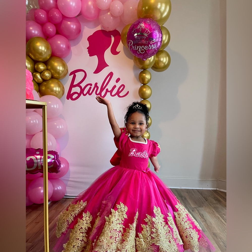 Elegant Pink and Gold Dress